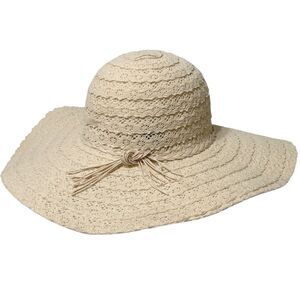 Jane & Berry Beige Doily Crochetl Lace Wide Brim Floppy Sun Hat Cottagecore